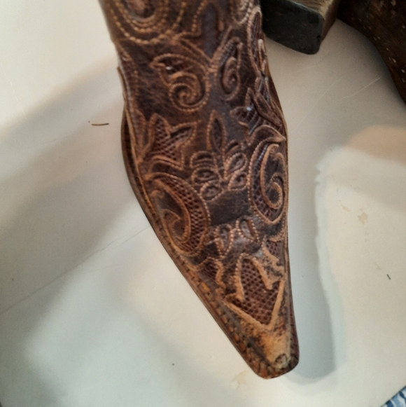 Vintage Corral Womens Lizard Leather Boots 9.5 Cowgirl - Picture 15 of 16